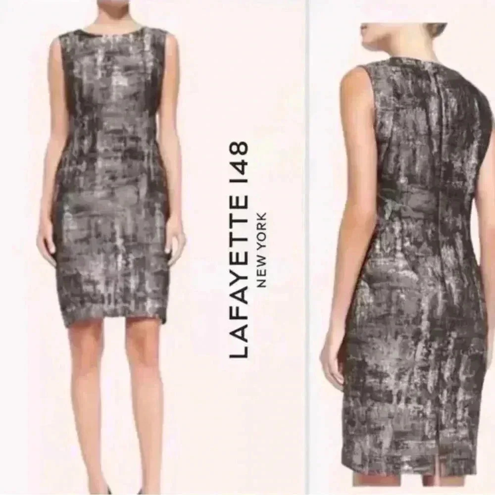 NWT Lafayette 148 metallic brocade sleeveless dress zip up back size 6
